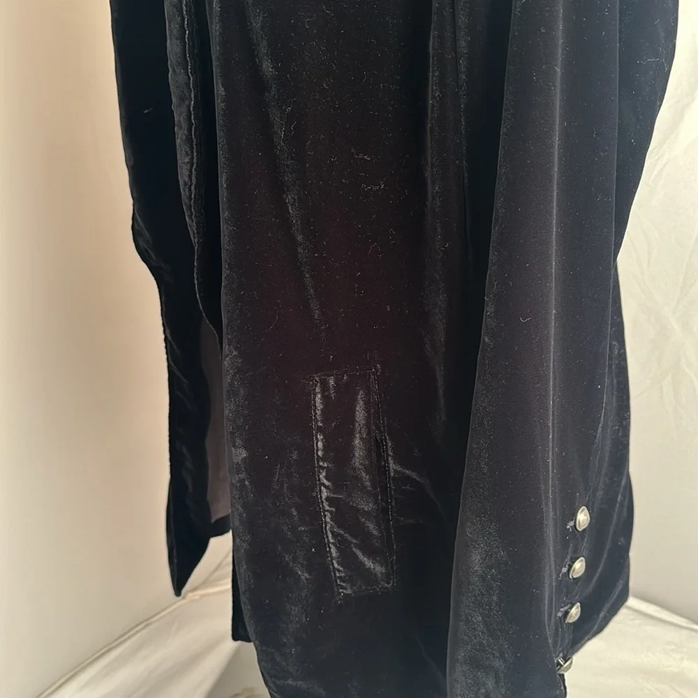 Free People Yesterday’s Muse black velvet boho longline open blazer